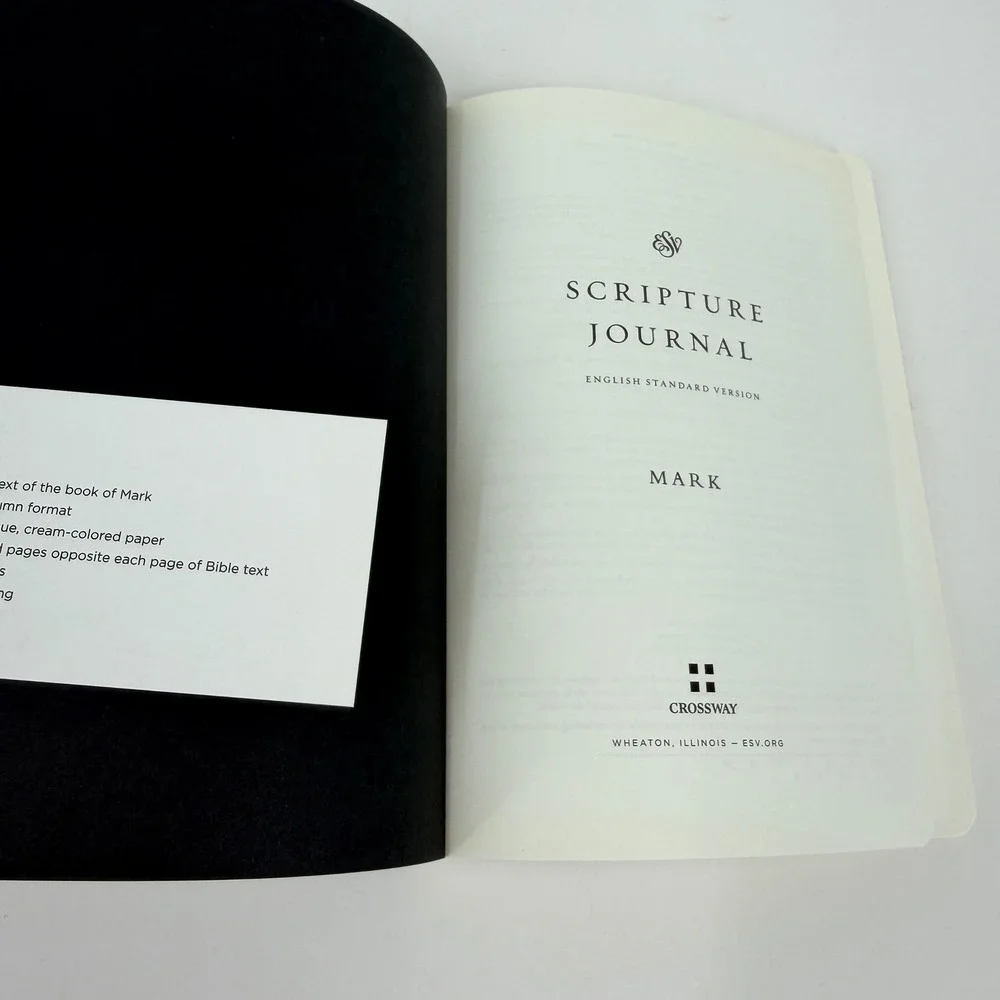 Crossway ESV Scripture Journal Gospel of Mark Paperback Black Gold Foil Bible